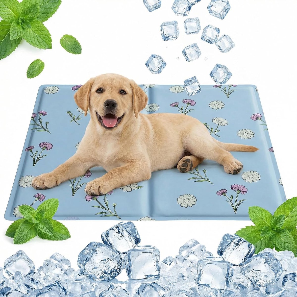 Koelmat voor honden en katten, niet-giftige gel voor huisdieren, waterdicht, zelfkoelende gelmat voor huisdieren, verkoelende mat in de zomer, 50 x 65 cm