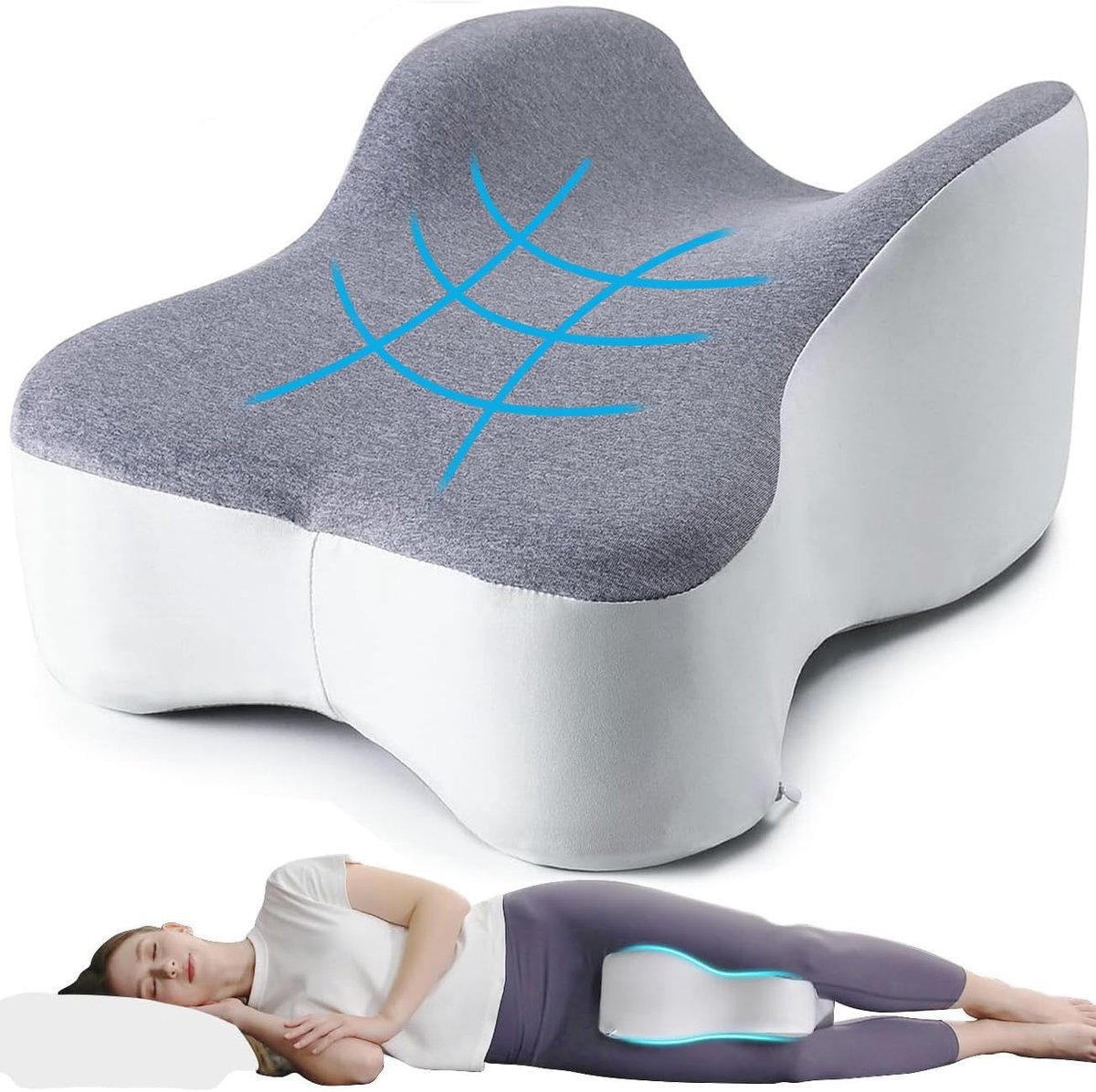 Kniekussen voor bed - Orthopedisch - Ultra-dense traagschuim - Vermindert pijn en ondersteunt zijslapers - SnelShoppen