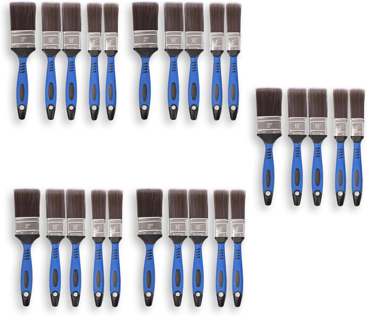 Flat Brush Set 25 stuks - Verschillende maten 25mm, 40mm, 50mm - Eco-vriendelijk siliconen handvat - SnelShoppen