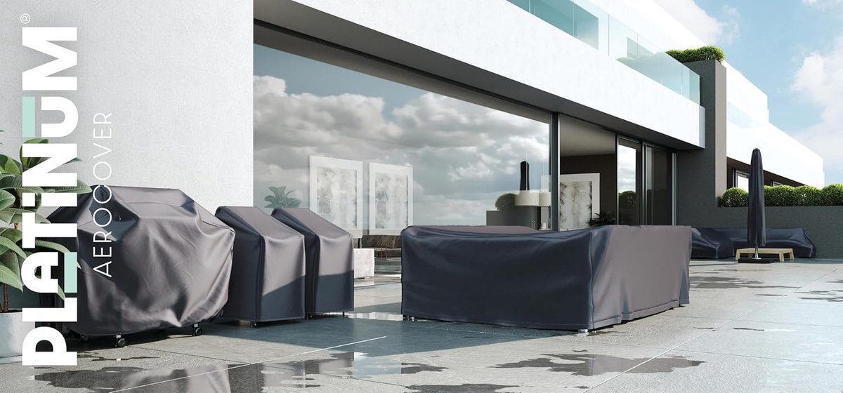 Tuinset hoes 260x150xH85 - ademend ripstop polyester - sterk en lichtgewicht - beschermt tegen weersinvloeden - SnelShoppen
