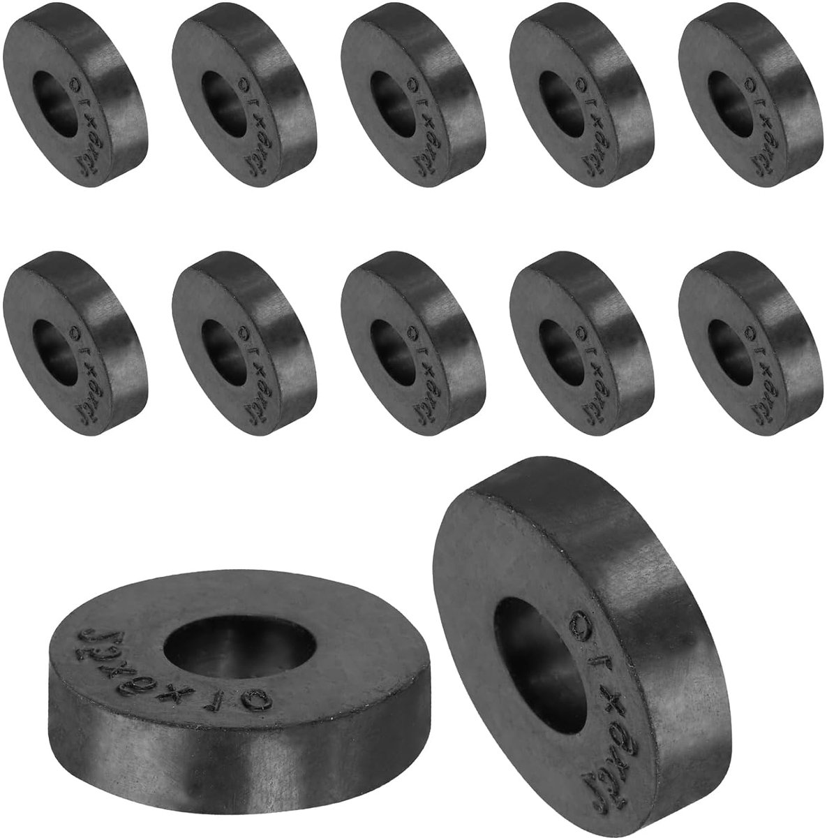 Rubberen sluitringen, rubberen spacer, 25 mm buitendiameter x 10 mm binnendiameter x 6 mm hoogte, zwart, ronde afstandshulzen, dikke rubberen ringen, rubberen afstandhouders, 12 stuks