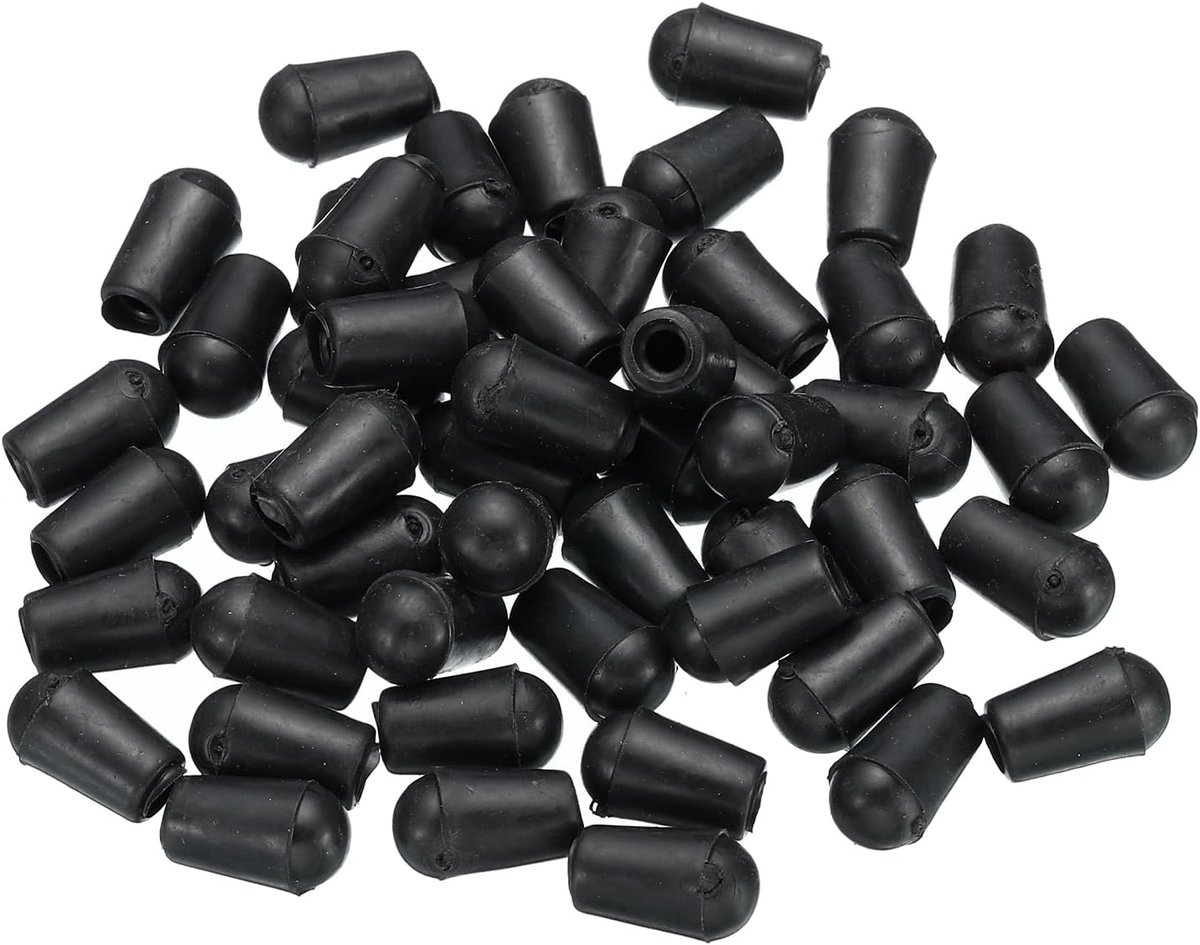 Gootsteenrek voeten, 50 stuks 3 mm IDx7,8 mm OD PVC Rack Bottom Beschermende Vervanging Voeten Draad Bumpers Protector voor Gootsteenrek Bodem, Zwart