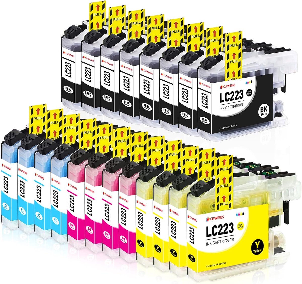 Inktflesset LC223 XL - Pack van 20 - Compatibel met Brother - Lange levensduur per cartridge - ShopVlot