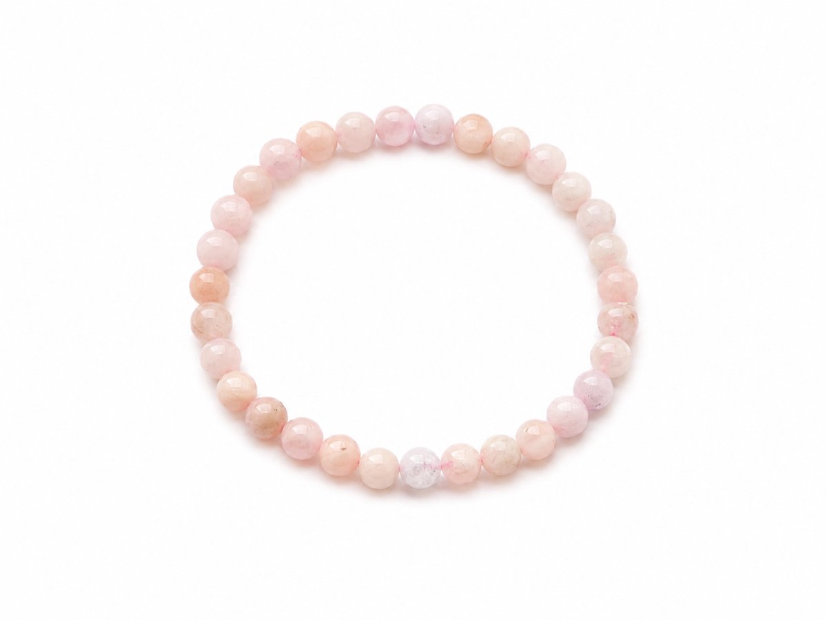Morganiet Armband – 6 mm Kralen – Diameter 17 cm – Elastische Edelsteenarmband - Armband - Edelsteen armband - Roze edelsteen armbad - Morganiet