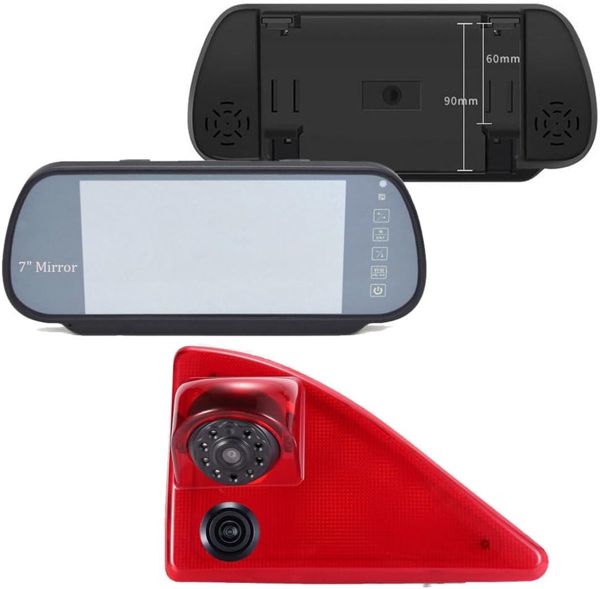 Achteruitkijkspiegel Monitor 7 Inch - HD Dual Camera's - Nachtzicht en Antiglare - Veilig parkeren - ShopVlot