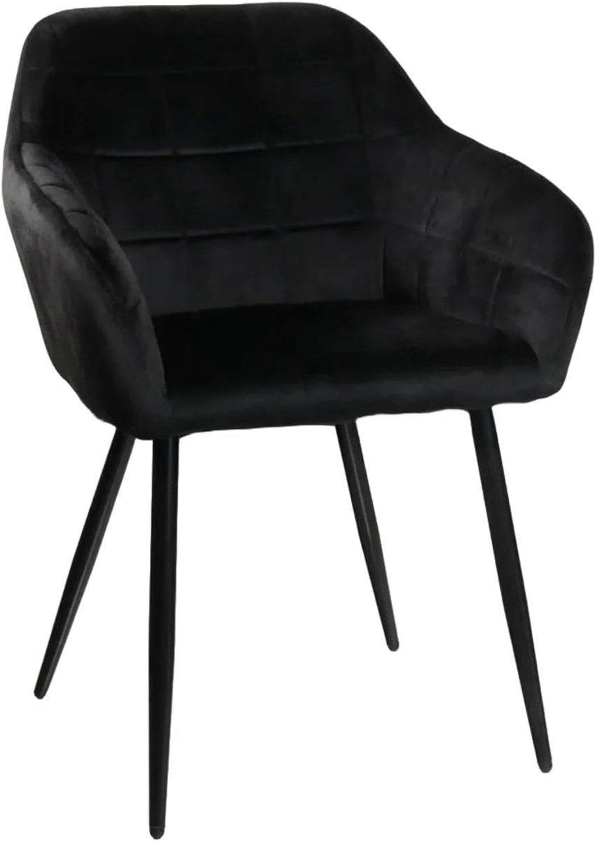 Eetstoel set van 6 - zwarte velvet eetstoelen met armleuning - eenvoudig te monteren - stijlvol en comfortabel - ShopVlot