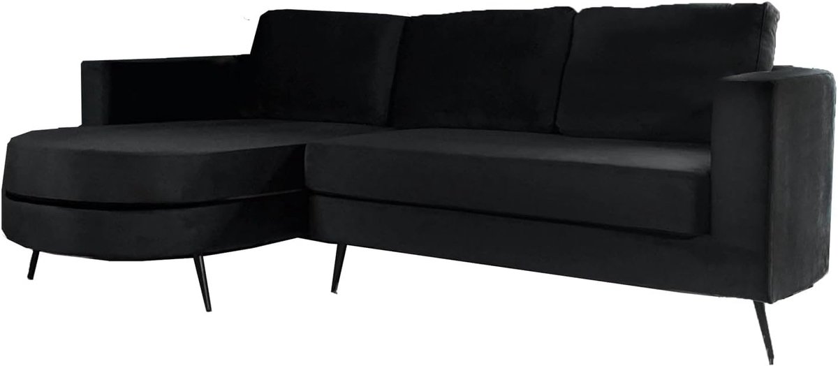 Hoekbank rond design 250 cm - zwart velvet - met curve - eenvoudige montage - ShopVlot