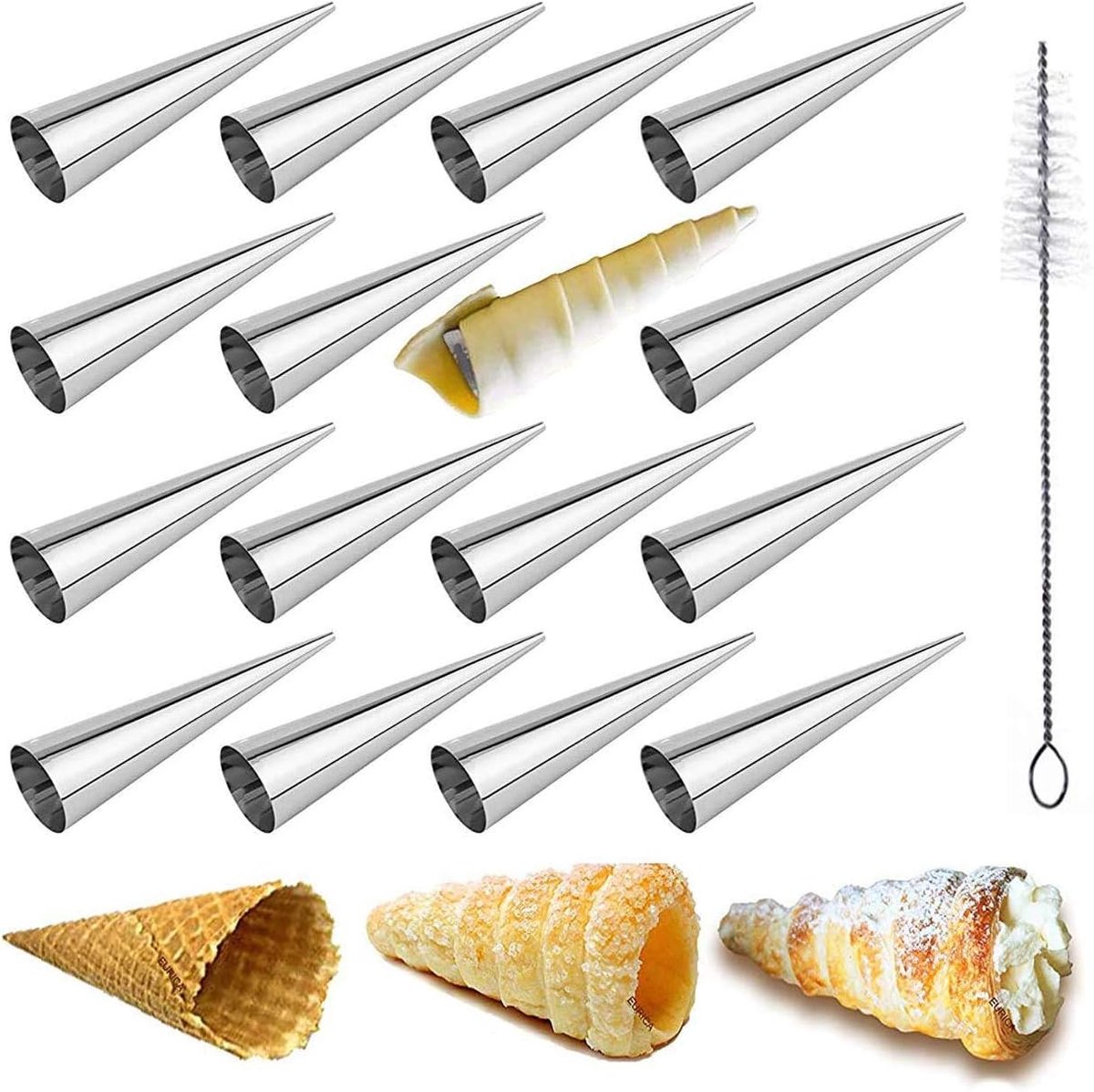 Cream Horn Mallen 30pcs - RVS Croissantvormen - Duurzaam en Makkelijk Schoon te Maken - Perfect voor IJs en Gebak - ShopVlot