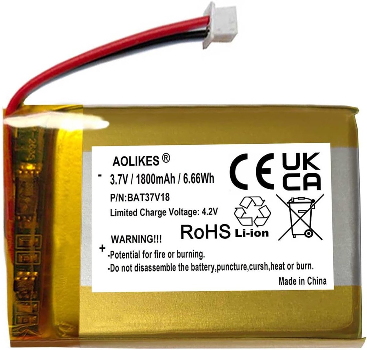 Vervangende batterij 1800 mAh - LiPo - Geschikt voor Sena Momentum helmen - Betrouwbare energievoorziening - ShopVlot