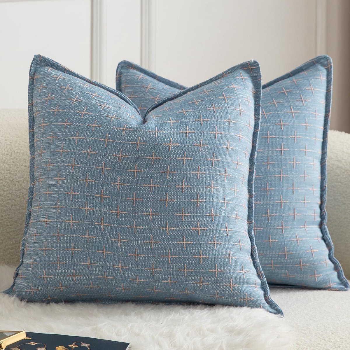 Kussenhoezen 22 x 22 Inch - Geweven textuur - Modern farmhouse stijl - Perfect voor uw woonkamer - SnelShoppen