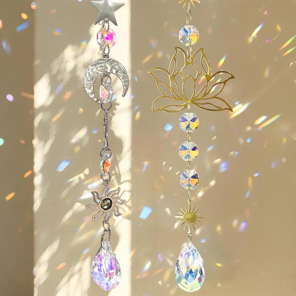 zonnevangers kristal 2 stuks - windgong voor ramen - elegante raamdecoratie - subtiele lichtaccenten - SnelShoppen