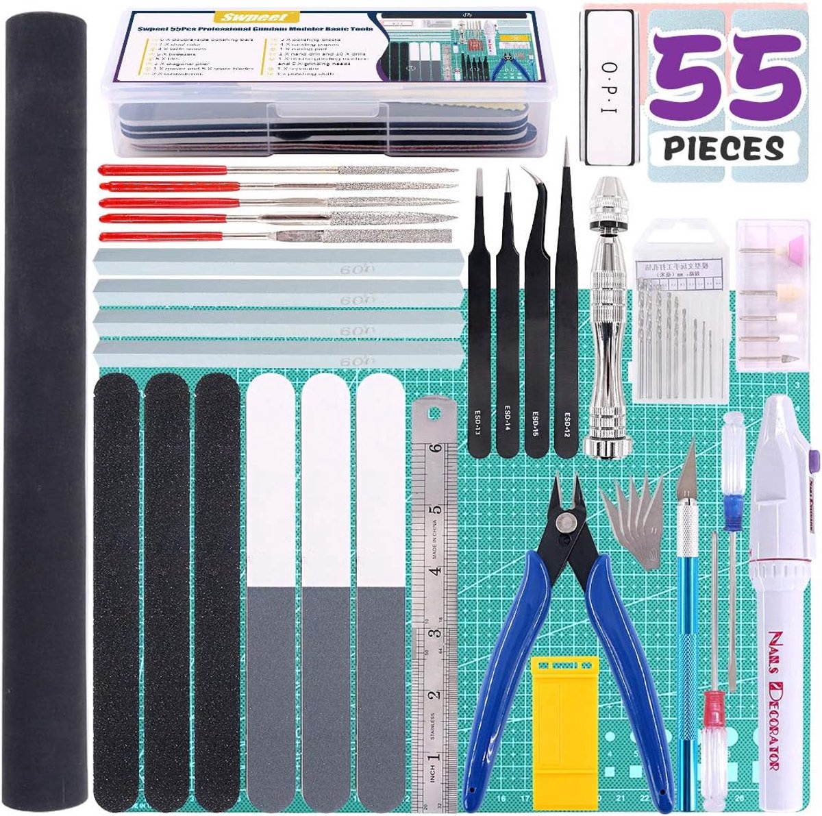 Modelbouw gereedschap set 55-delig - Professionele kit met kunststof opbergdoos - SnelShoppen
