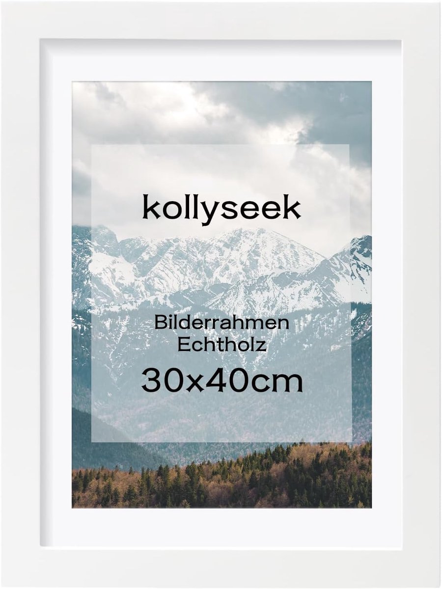Fotolijst 30x40 cm - Wit Echt Hout - Met Passe-partout - Stabiele en Duurzame Kwaliteit - SnelShoppen