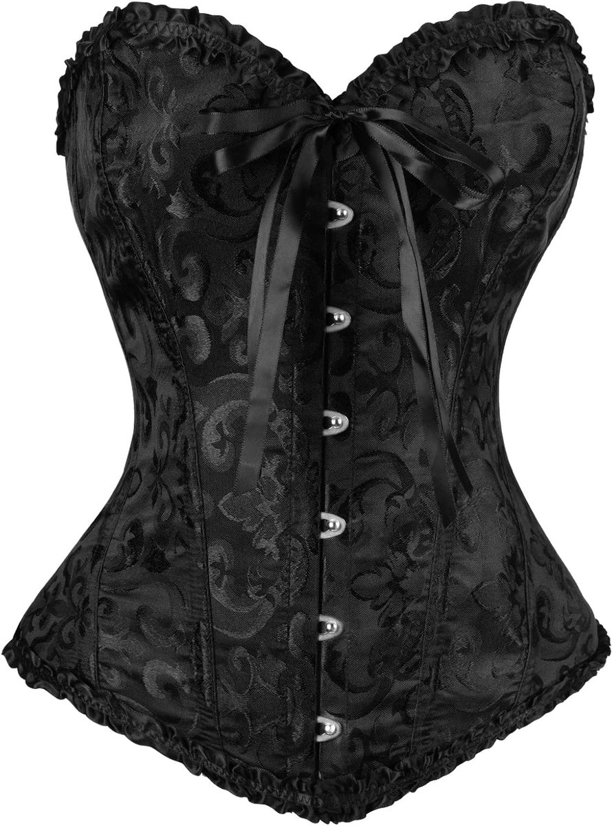 Gothic corset satijn - sexy bustier met kant - flat belly effect - ideaal voor een opvallende look - SnelShoppen