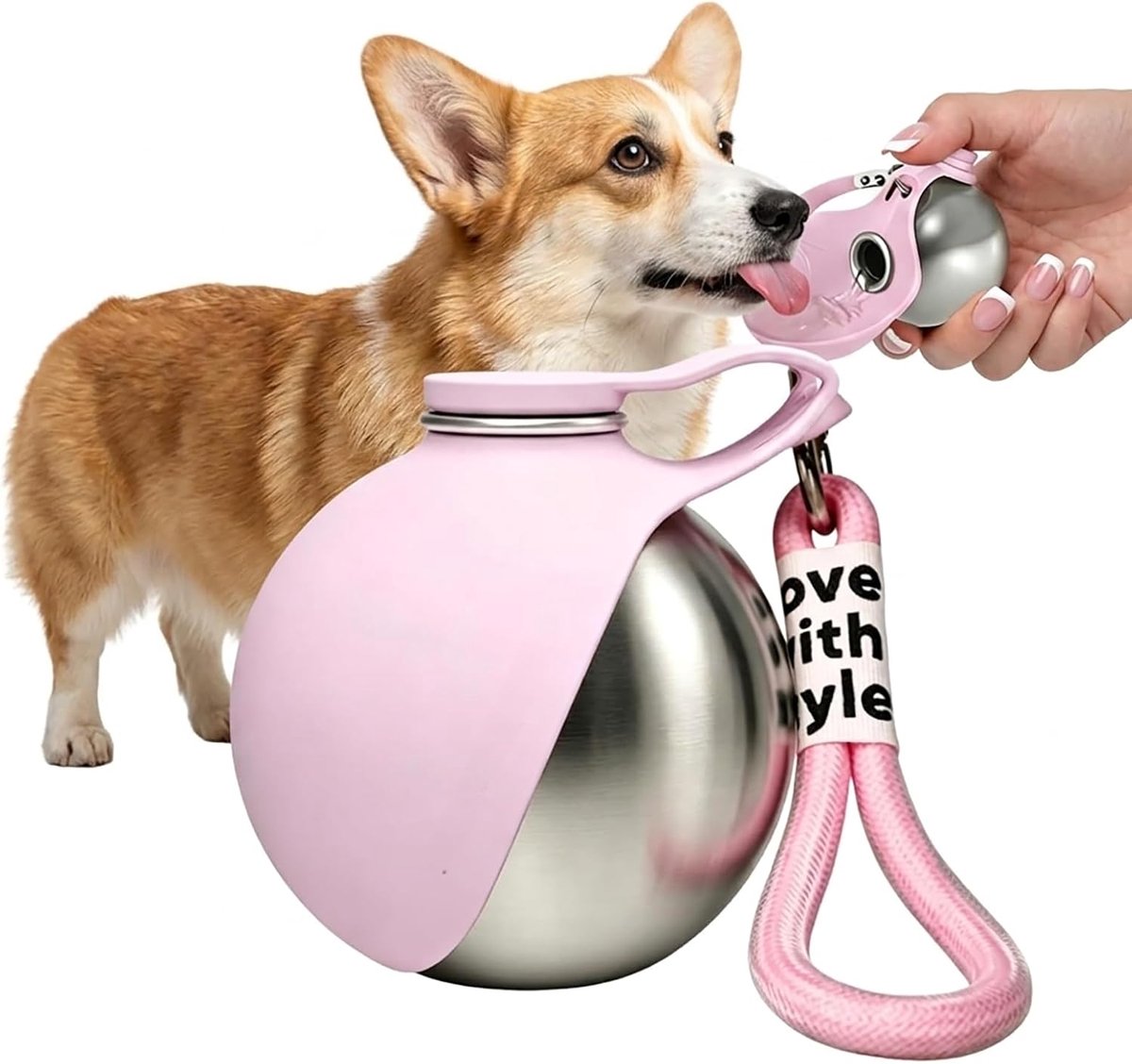 Honden drinkfles - lekvrije waterfles - roze - geïntegreerde drinkbak - ideaal voor wandelen - SnelShoppen