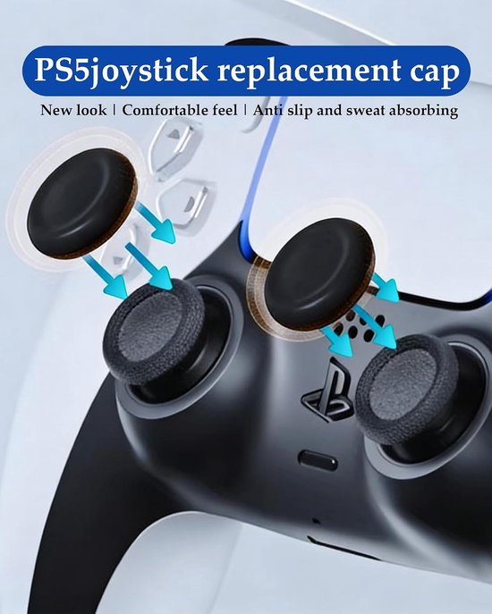PS5 Joystick-pads set van 10 stuks, zwart, eenvoudig te installeren, beschermt je joysticks, brede compatibiliteit met PS4/PS5/PS5 Edge-controllers. — afbeelding 5