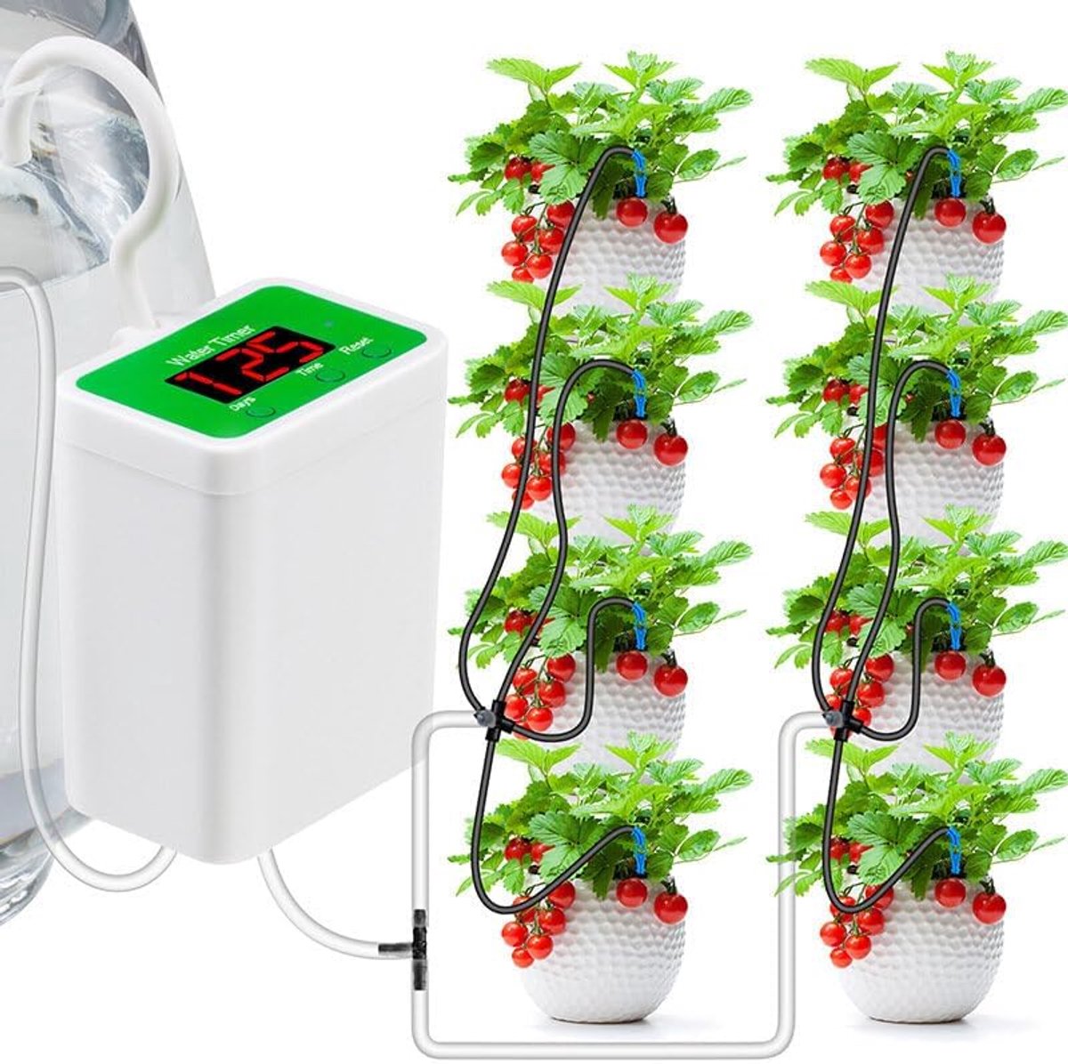 KZQ Automatische plantenwatergeefsysteem met programmeerbare timer - Druppelirrigatie voor 8 potplanten - Perfect voor binnentuinen balkons en buiten