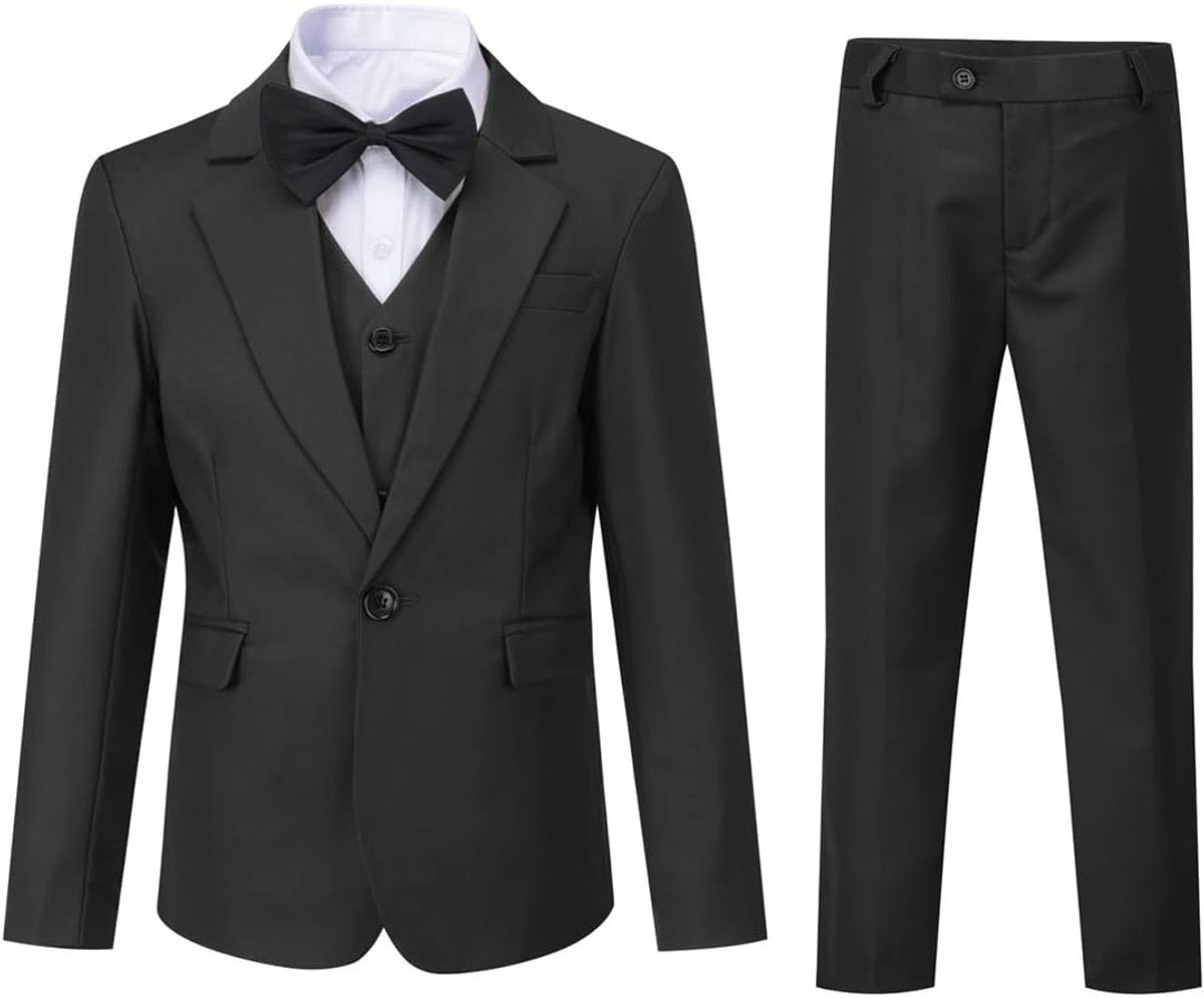 Jongens 3 stuks pak met één knoop revers kraag pak bruiloft verjaardag party prom performance pak blazer vest broek meerkleurig