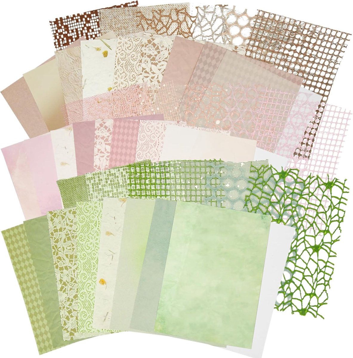 Set van 45 vellen plakboekpapier, handgemaakt gestructureerd papier plakboekset, 7,1 x 5,2 inch mesh papier handgemaakt papier voor plakboekbenodigdheden, plakboekset, plakboekmaterialen voor
