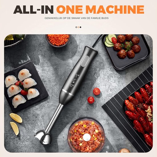 Handmixer - Staafmixer Keukenmixer - Eten Bereiden - Afneembare Mixervoet - 38 cm - Wit — afbeelding 3
