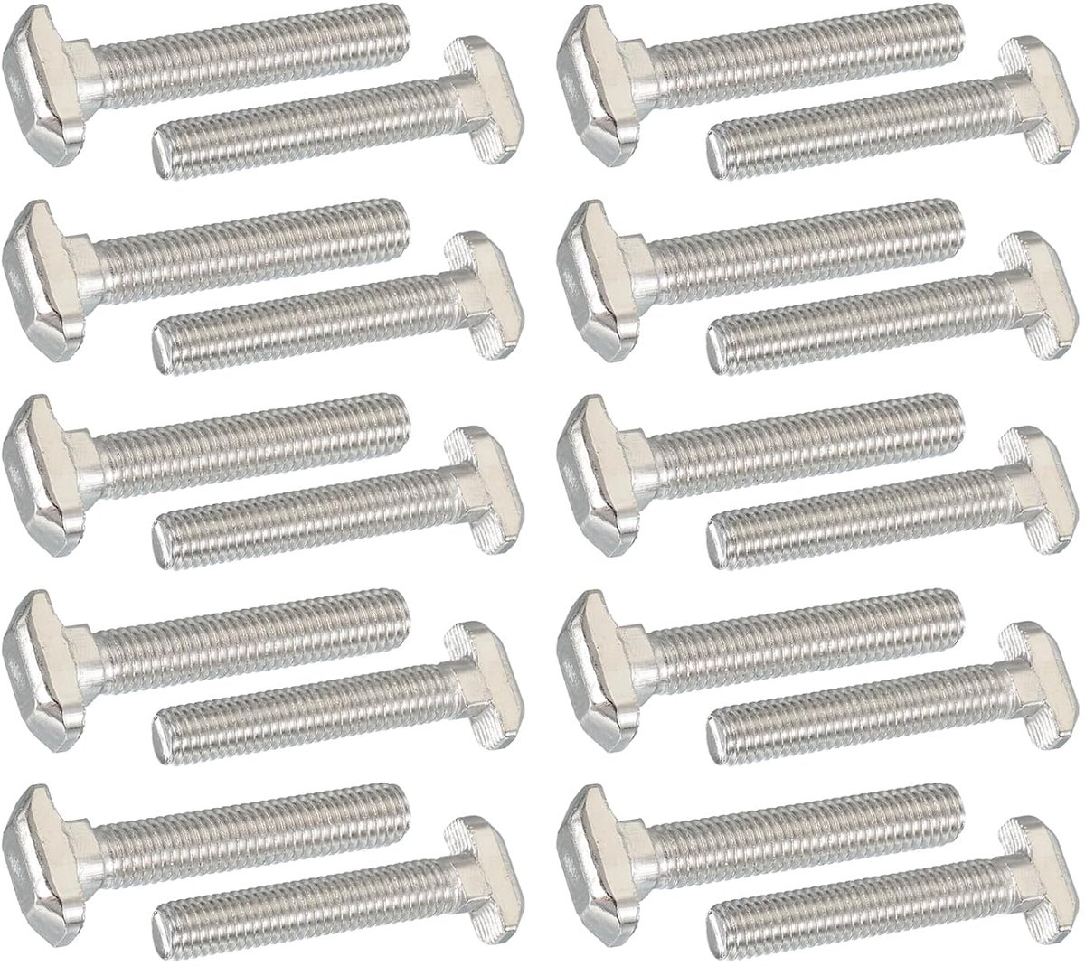 T-kopbouten, 20 stuks standaard 8 mm inbouwbout voor aluminium extrusieprofiel uit de serie 40, zilver