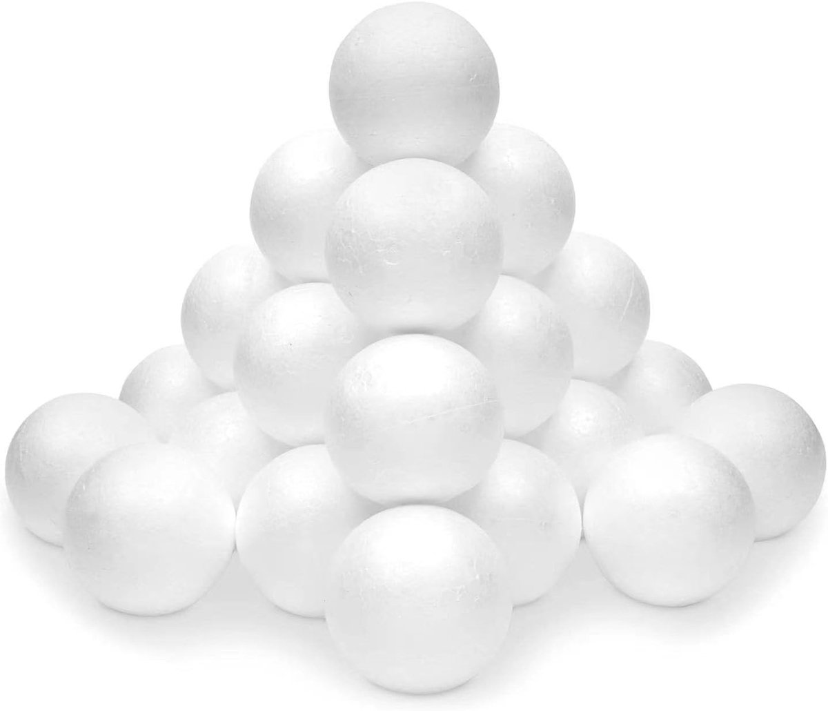 Piepschuim ballen, 50 stuks, polystyrol, wit, diameter 60 mm