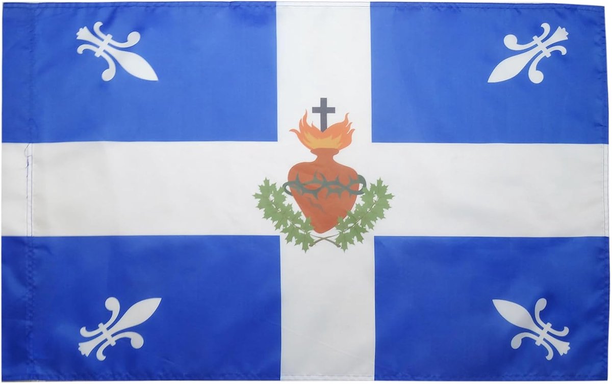 Vlag Quebec Carillon Sacré-Cœur 150x90 cm Polyester 100D Mouw | Binnen en buiten decoratieve vlag dubbel gestikte naden en verstevigde randen met masttunnel 100D polyester