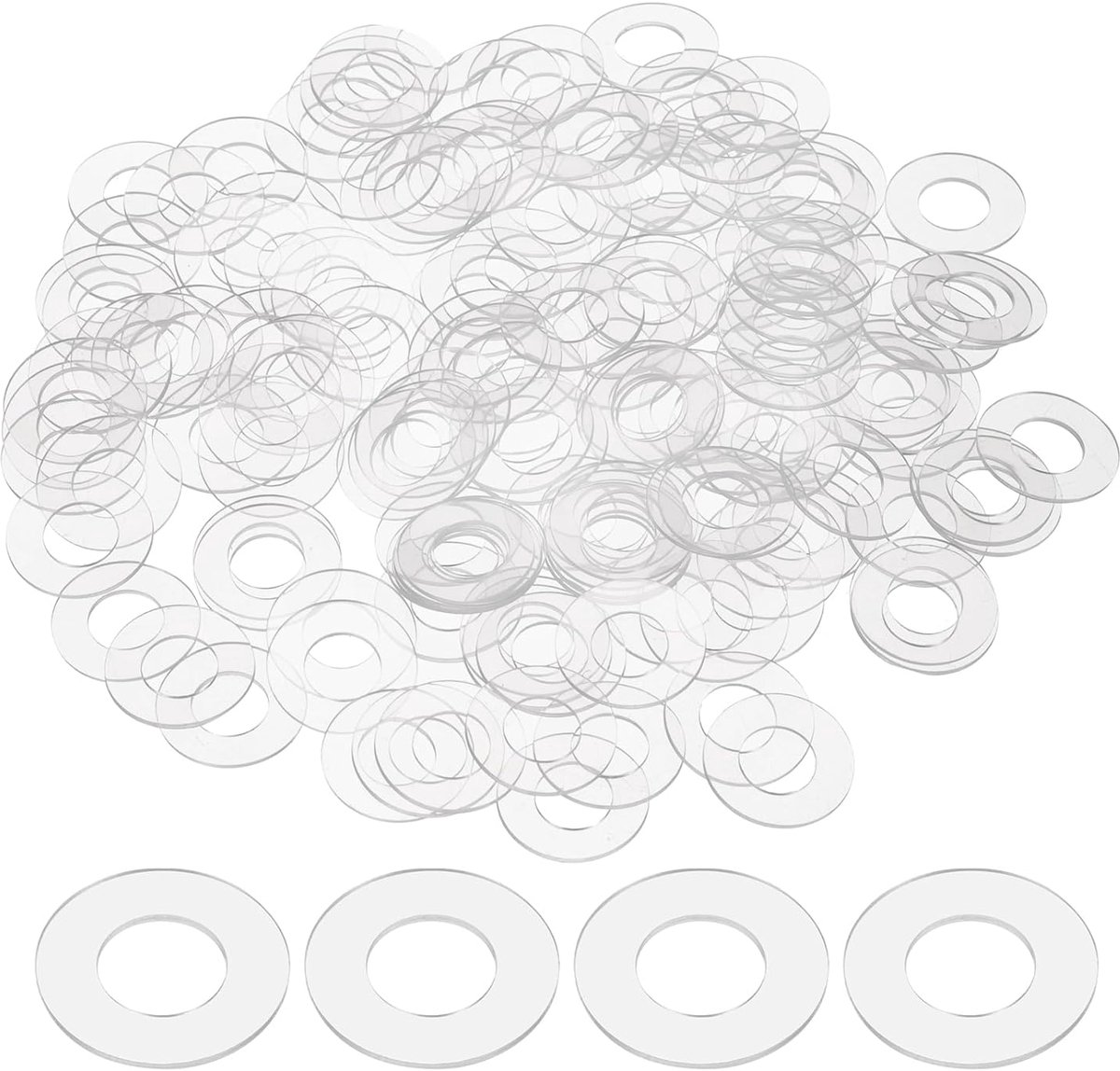 150 stuks platte pvc-sluitringen, M10 ID, 10 mm, OD, 20 mm dik, 1 mm afstandafdichting, metrische ronde sluitringen, vervanging voor waterbuizen, douchegrepen, deuren