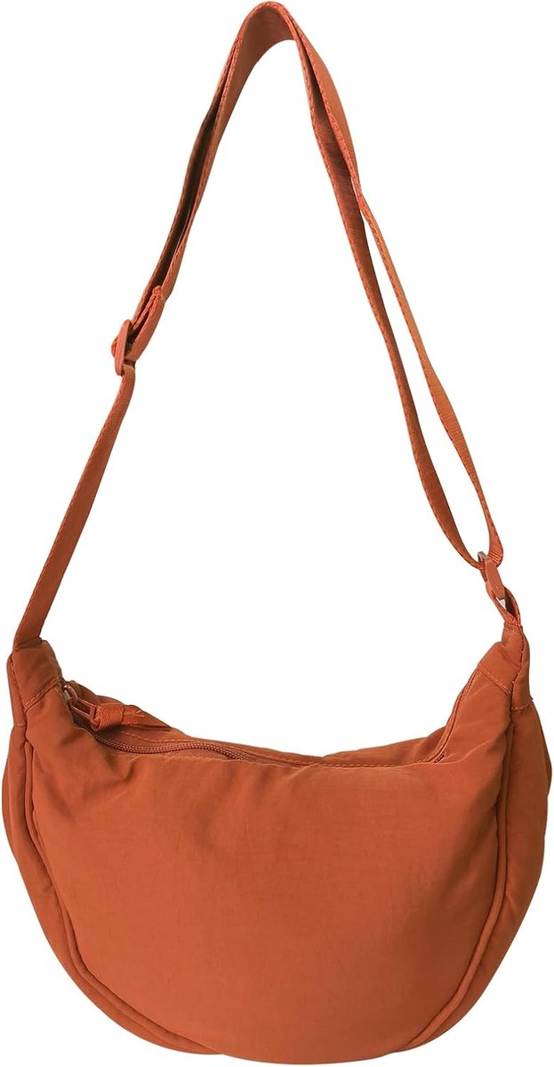Maan tas voor vrouwen, nylon halve maan tassen vrouwen crossbody tas met verstelbare riem, effen kleur knoedel zakken draagbare halve maan portemonnee voor dagelijks gebruik