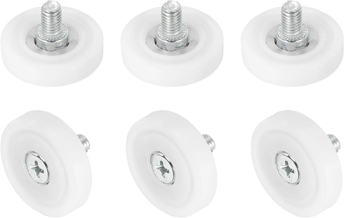 Wieltjes voor laden, nylon, reservewielen voor riemschijven, laden, kasten, lagers, 29 mm, glijrails, wielen voor het positioneren van laden, voor meubelonderdelen, kast, verpakking van 6