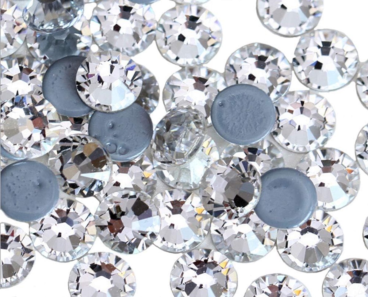 Fix kristallen platte achterkant strass steentjes glas glitterstenen nagelkunst edelstenen ronde diamant edelstenen, SS20 1440 stuks, hotfix crystal clear