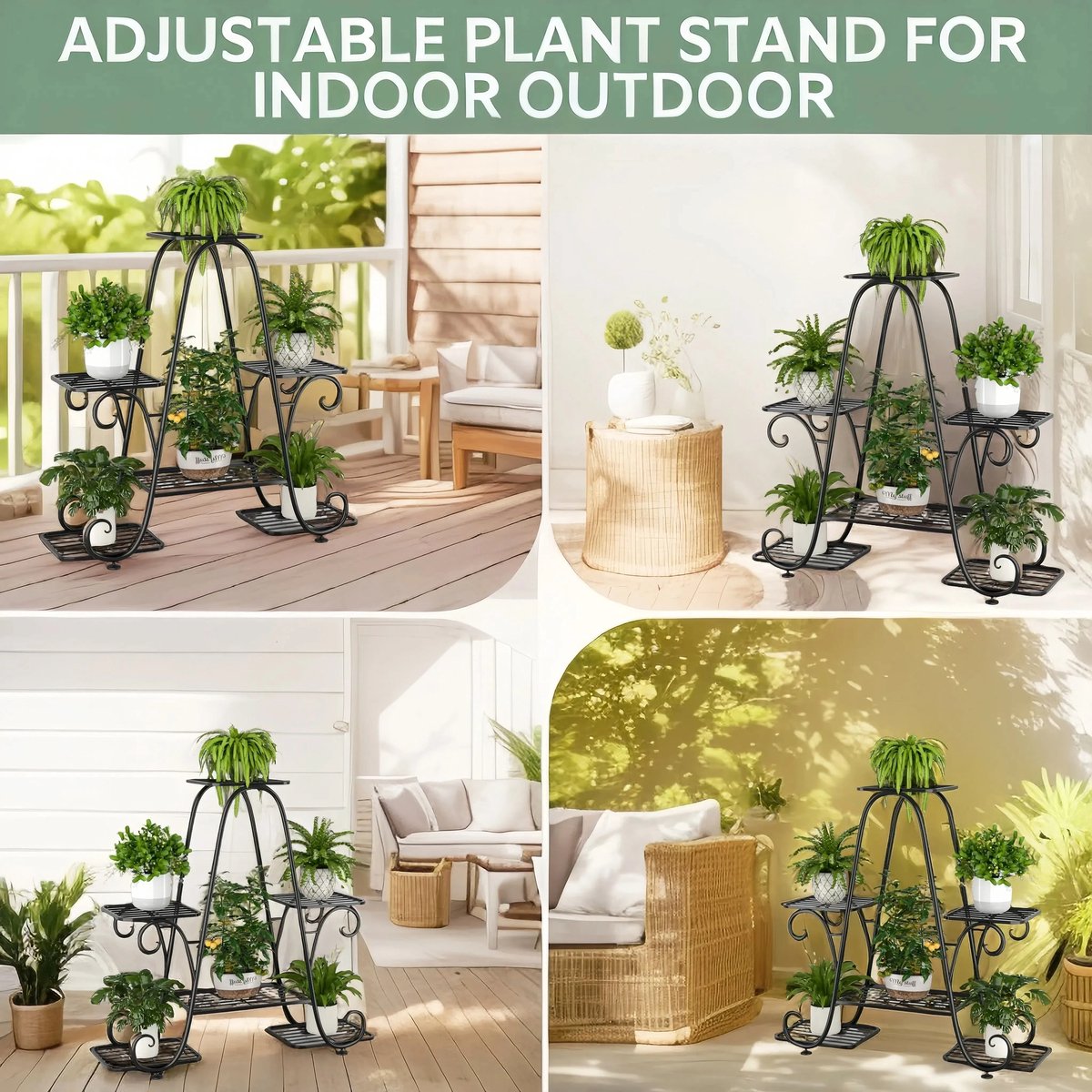 Archi 6-Laags Plantenstandaard – Plantenrek - Statief - Metalen Bloemenrek voor Binnen & Buiten – Plantenrek met 6 Niveaus – Zwart