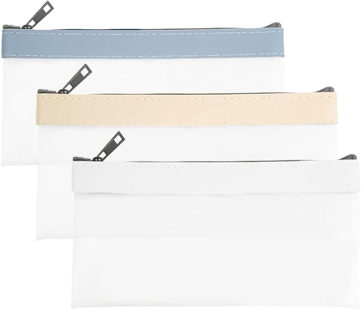Geldzakken met rits, 20 x 10 cm muntzakje doorzichtige geldenveloppen muntenportemonnee multifunctionele geldorganizer plastic geldenveloppen voor zaken, thuis, school (3 kleuren