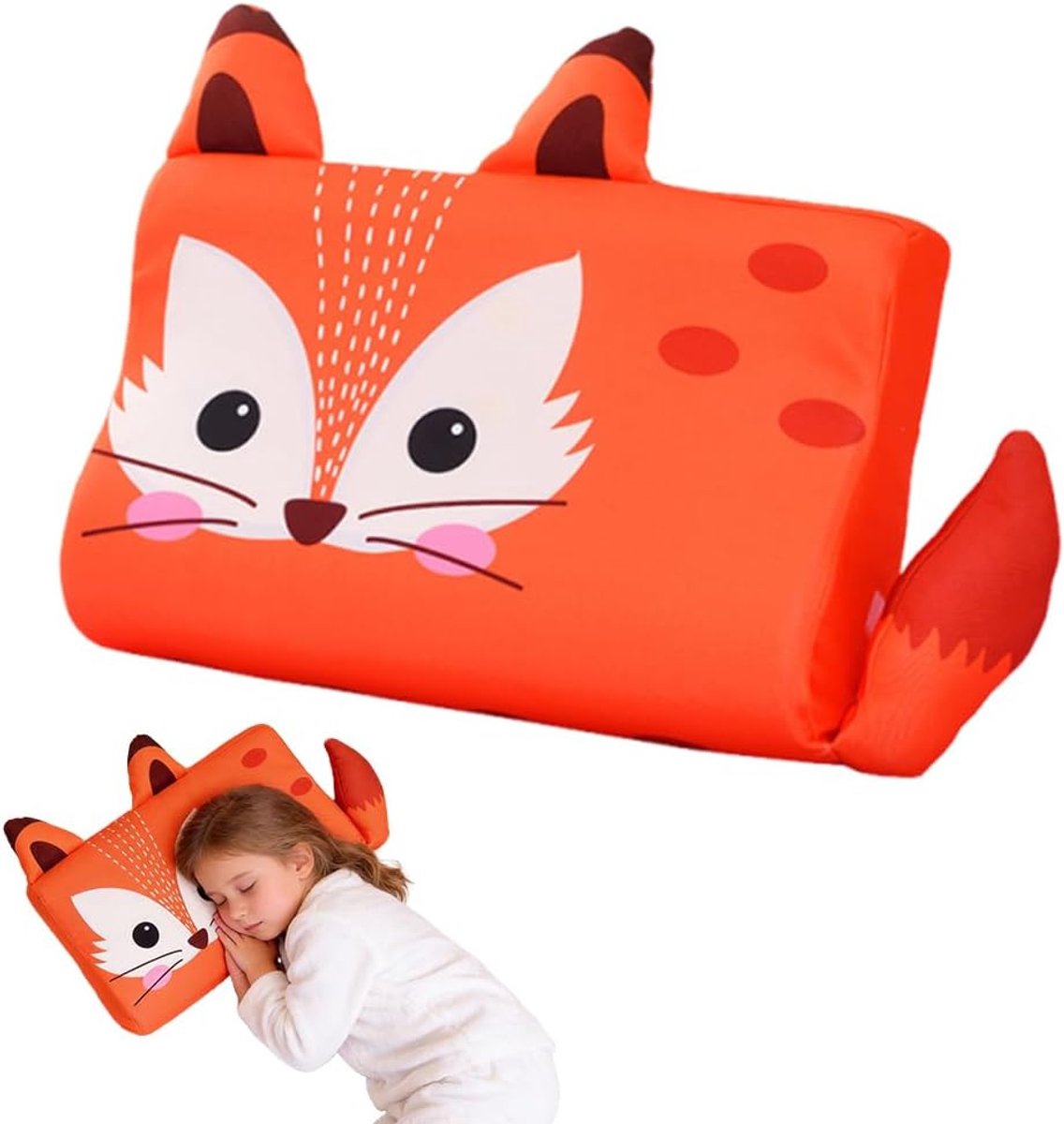 Calmly Kinderkussen, 45 x 27 cm, ademend en huidvriendelijk geheugenschuim, kinderhoofdkussen, ergonomisch zijslaapkussen voor kinderen voor zachte dromen