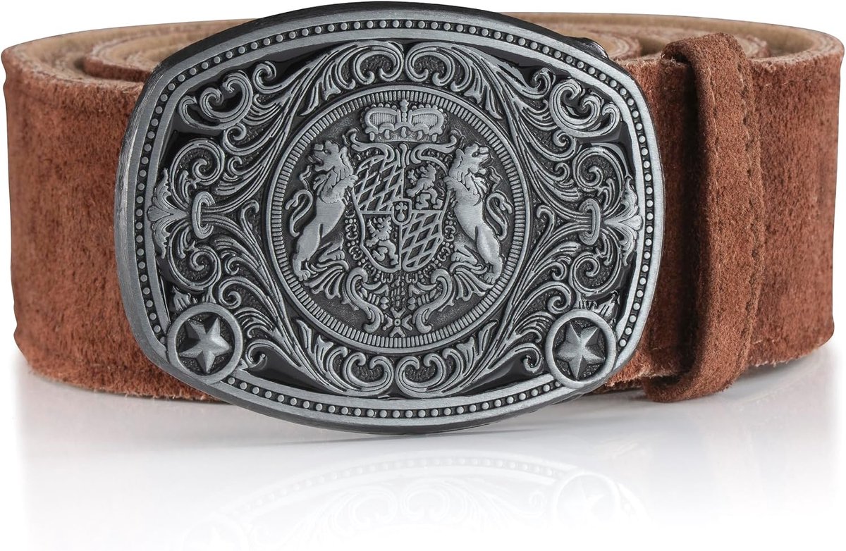 Klederdrachtriem voor heren, alpenkoppel, van echt leer, klassieke traditionele lederhose, riem met klederdrachtgesp