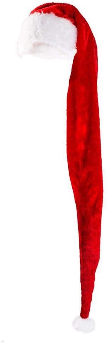 13425 - Kerstmuts XXL, kerstmuts, extra lang met pompon van zacht pluche, kostuum, kerst, themafeest, carnaval