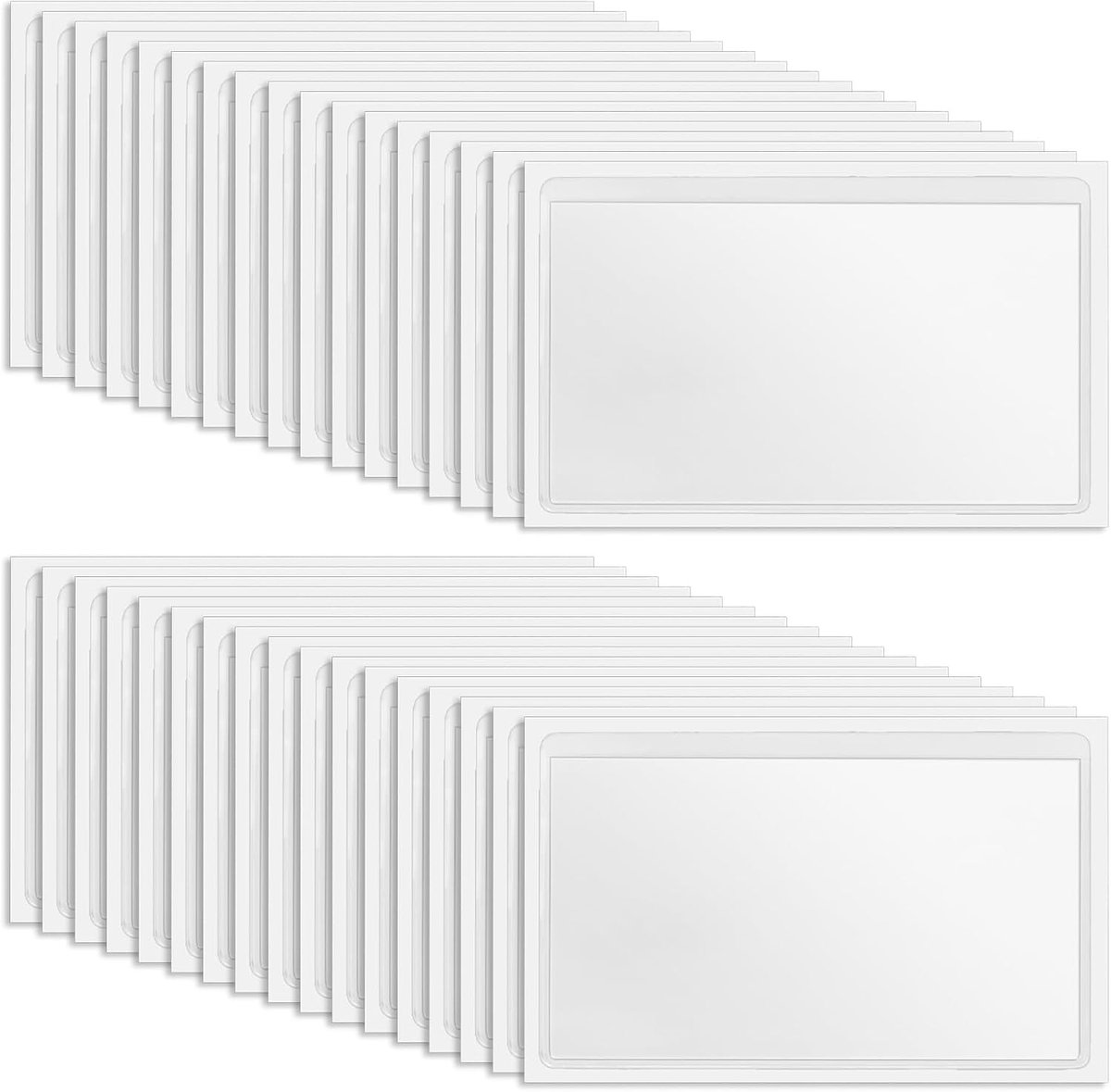 150 stuks etikettenhouders, zelfklevend, 10 x 6 cm, waterdicht etikettenvenster, zelfklevende visitekaarthouders, stickers voor kantoor, thuis, school, organiseren, sorteren