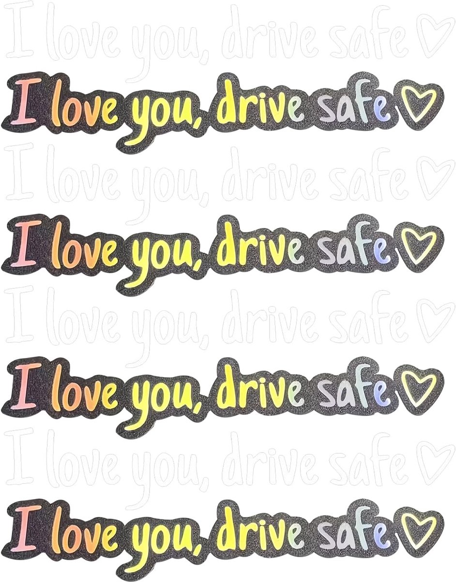 Set van 8 spiegelstickers - wit laser - veiligheidsherinnering - toon je liefde - SnelShoppen