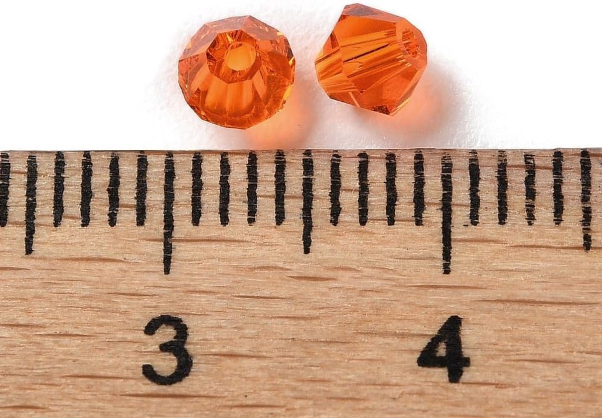 Kralen, Boheemse kristalkralen 4mm dubbelkegel Tsjechische kralen met glasfacet 40 stuks (Oranje)