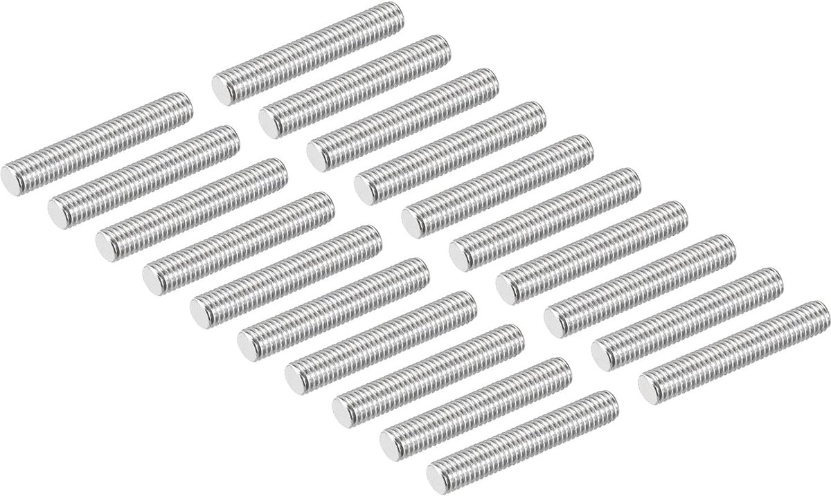 20 stuks schroefdraadstangen, M8 x 50 mm, schroefdraadstaaf, messing, schroefdraadpennen, metrische stang met volledige schroefdraad, voor meubels, machines, schroefverbindingen