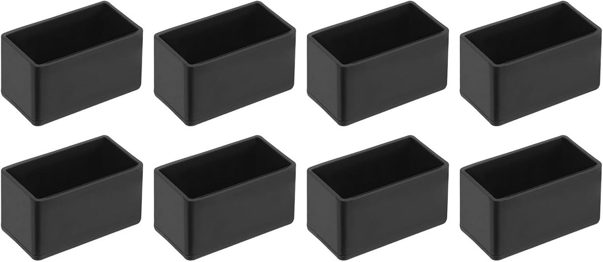 8 stuks vloerbeschermers voor stoelpoten, 20 x 40 mm, antislip, pvc, voor vloeren, hout, tafel voor stoelen, terras, bed, zwart
