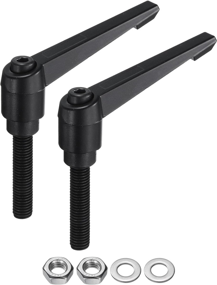 Handgrepen in hoogte verstelbaar, M10 x 50 mm, metrische schroefdraad met moeren, sluitringen, niveau-klemgreepset, handstiftknoppen, draaigreepgrepen, bouten met vergrendelingshendel, 2
