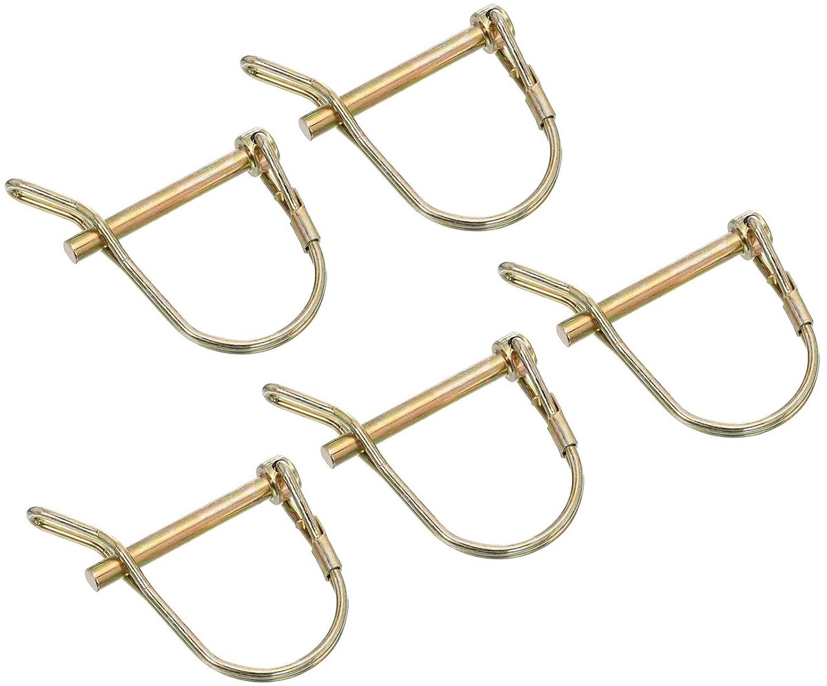 5 stuks asborgpen met oor, 3/16" x 1-5/8" trekhaak, ronde pto-pen voor boot, kajakaanhanger, tractorkar, goud