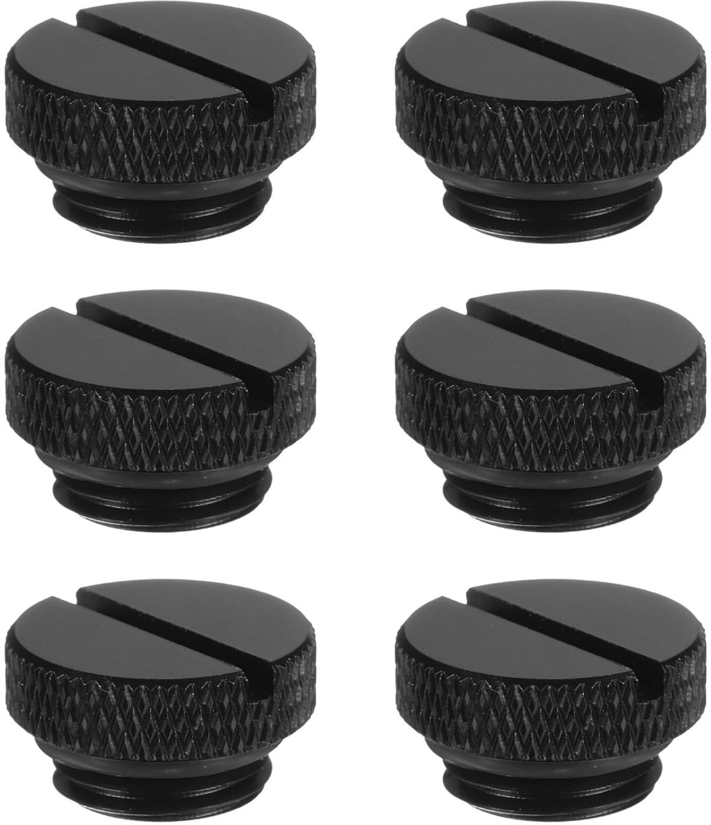 6 stuks waterstop-stekkers G1/4 inch schroefdraad pc-waterkoelingssleuven, stekker, koper, waterstop-eindkap voor computerwaterkoelsysteem, zwart