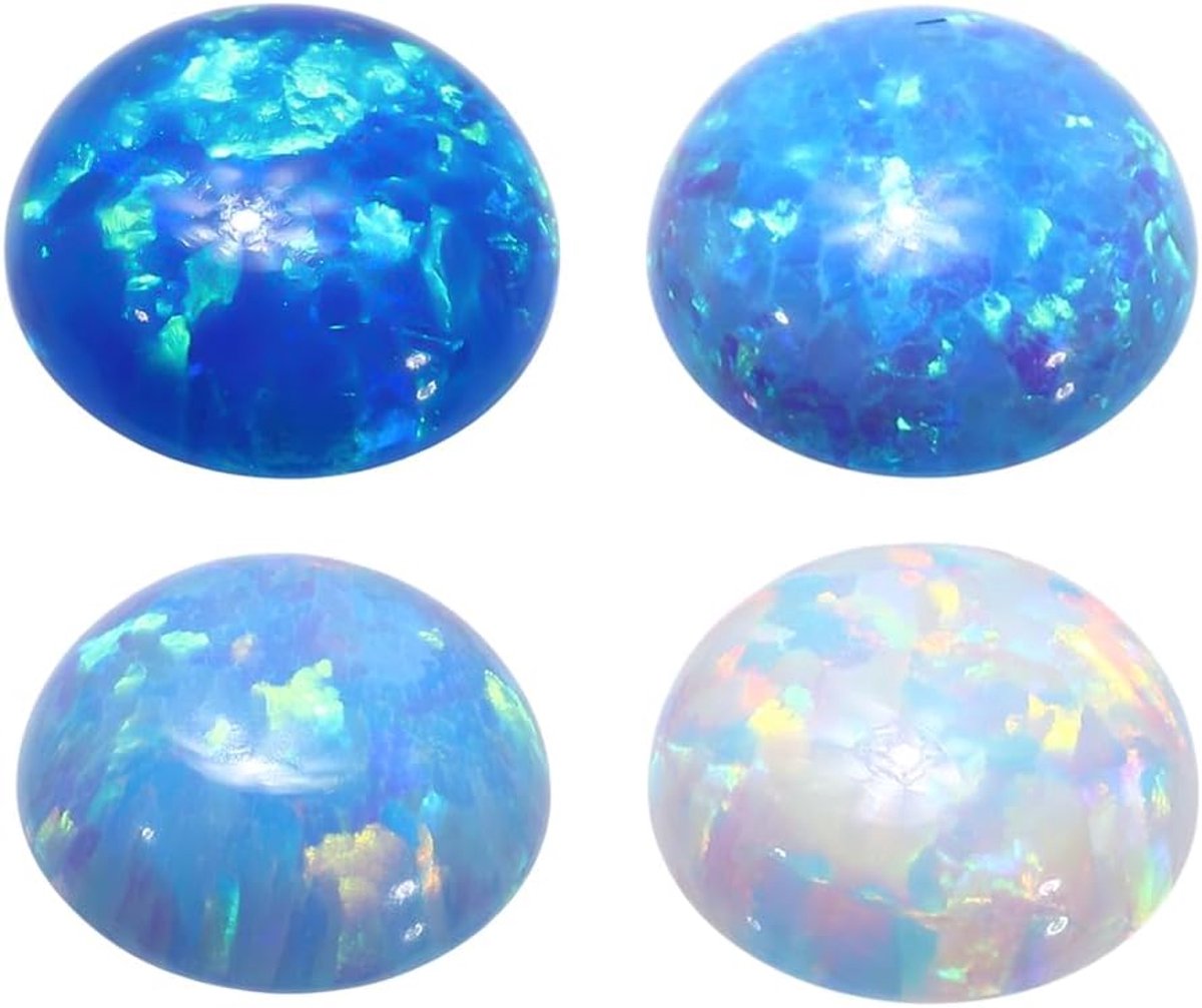 PandaHall 4 Kleuren Halve Ronde Opaal Cabochons 6mm Blauw Plaksteen Cabochon Synthetische Opaliet Cabochons Ronde Dome Cabochons Voor Sieraden Maken Oorbel Armband Ketting Ringen Hanger DIY Craft