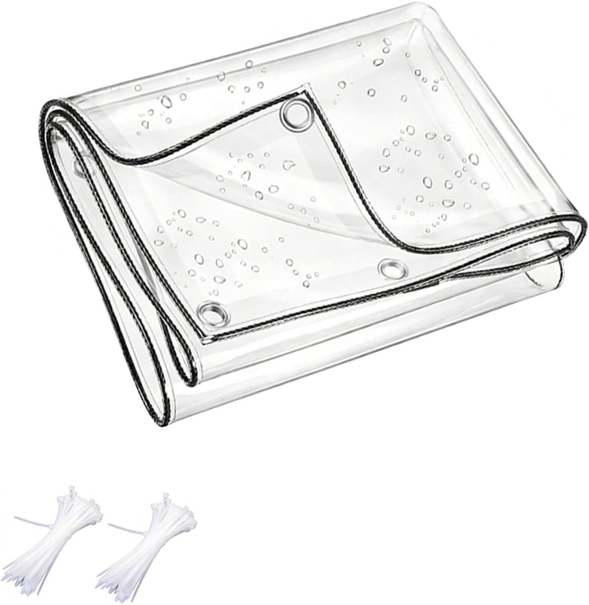 Transparant zeildoek met oogjes, waterdicht pvc-zeil, versterkt scheurbestendig waterdicht beschermend zeil voor tuin terras tuinhuisje kas (kleur: helder, maat: 2 x 3 m)