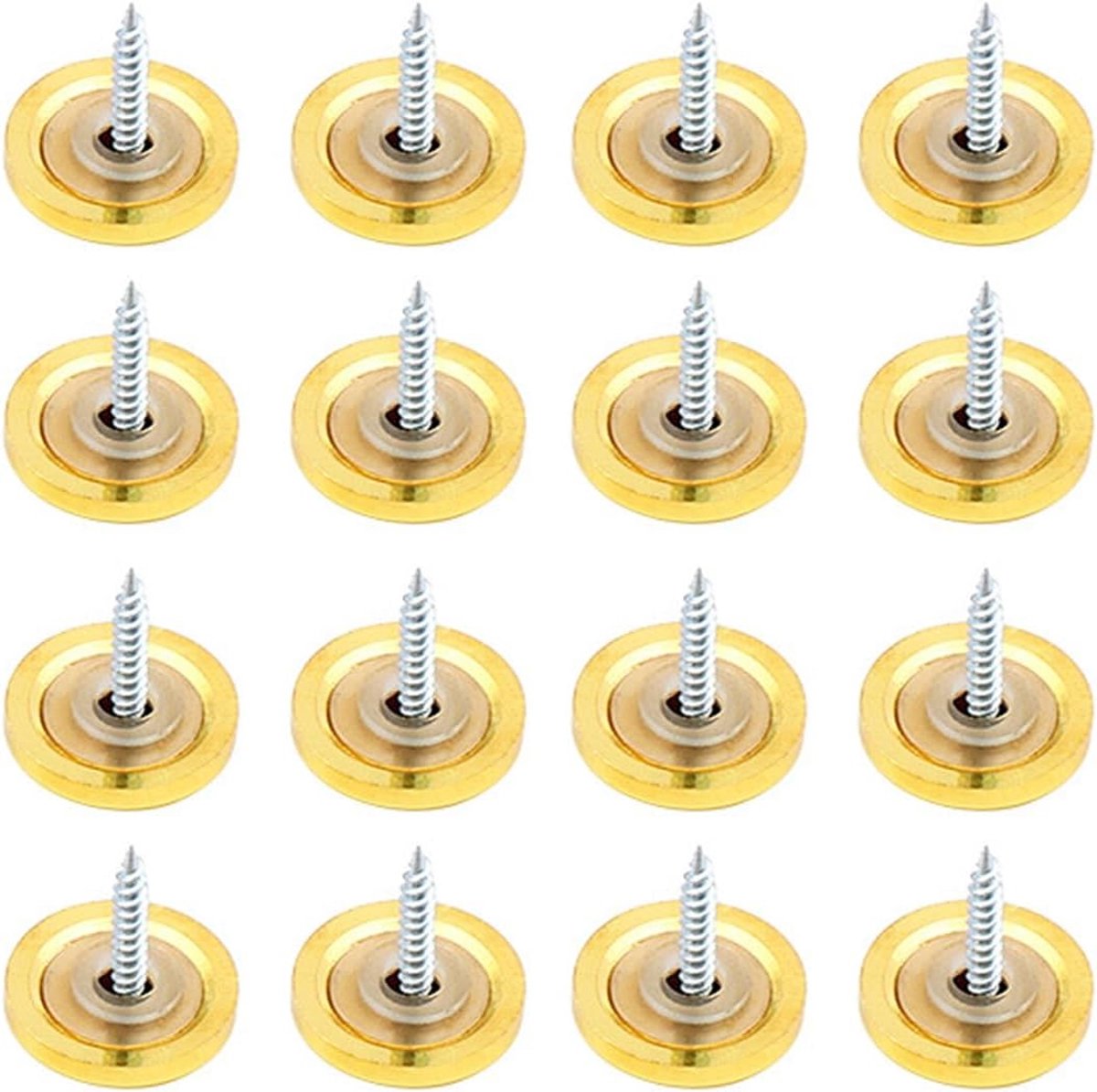12 stuks spiegelschroeven, 10 mm decoratieve afdekkapspijkers met ringen, gepolijst messing voor spiegels, meubelbeslag, tafels, kledingkasten, glas (goud)
