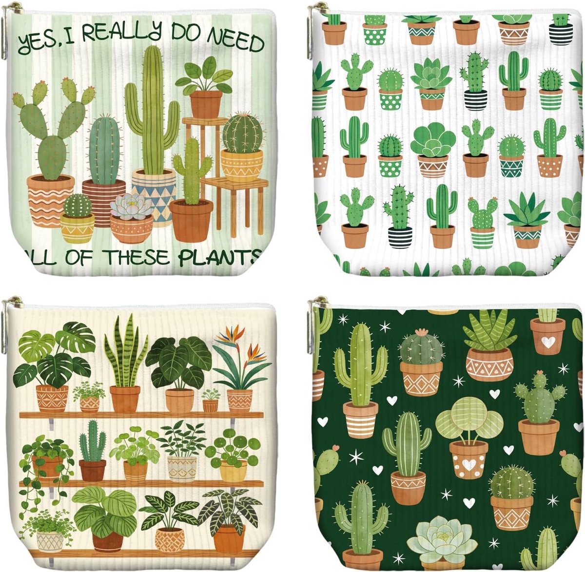 Make-uptassen van corduroy, make-uptassen voor dames met draagbare cosmetica en toilettas voor handtassen, pot vetplanten en cactussen, Topf Sukkulenten Und Kakteen, pot