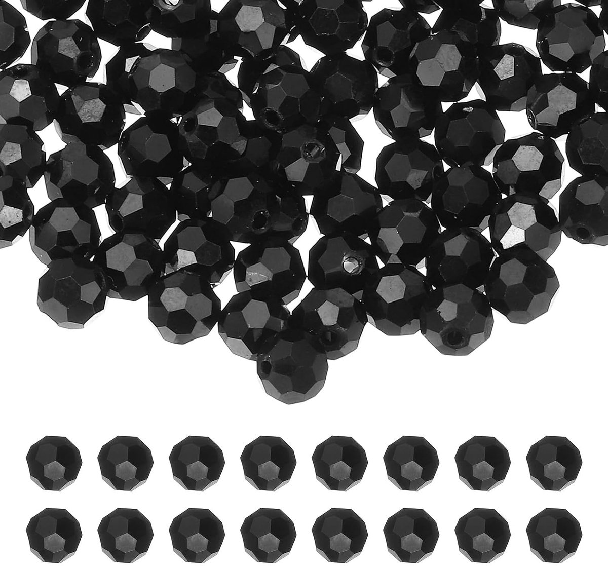 Kralen, 100 stuks glazen facetkralen losse spacer kralen voor sieraden maken armband ketting oorbellen windgong ambacht, zwart