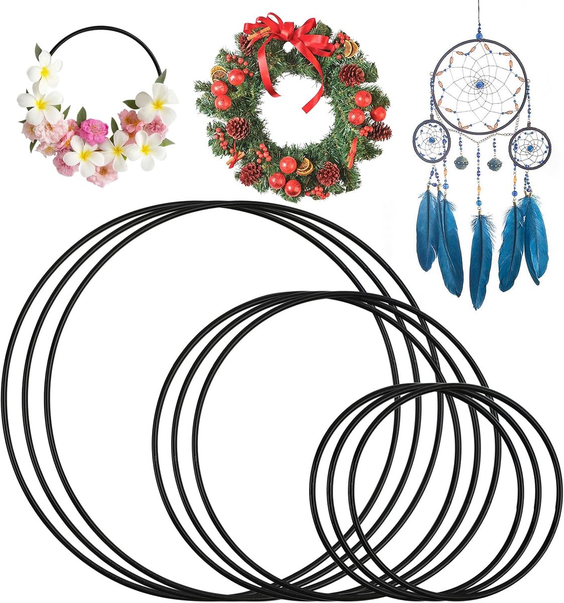 9 stuks metalen ringen om te knutselen, metalen ring 10 cm/15 cm/20 cm metalen ringen ijzeren bruiloft cadeau ringen om op te hangen droomvanger ringen bruiloftskrans DIY bloemschikken haakwerk